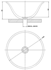 Раковина накладная, круглая R400мм, h185мм, (белая керамика), БЕЗ донного клапана арт.01376 ххх,  ZZ Gessi Goccia 39123 519