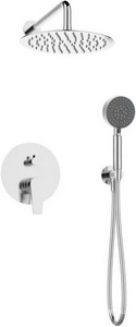 Душевой комплект (смеситель д/д встр.в стену, верхний душ, ручн.лейка, шланг, кронштейн совмещённый с шланговым подсоединением), (цв. хром),  ZZ BelBagno Ancona ANCONA-DSET-CRM