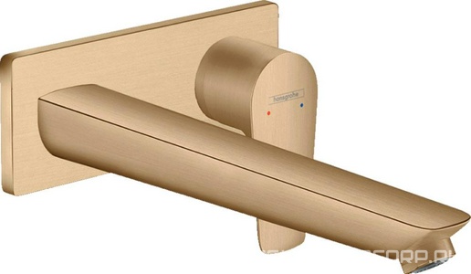 Смеситель для раковины, встраиваемый в стену, излив 225мм, внешняя часть (БЕЗ внутр. части –  арт. 13622180), (цв.шлифованная бронза),  ZZ Hansgrohe Talis E 71734140