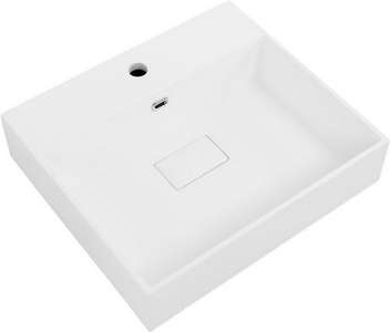 Раковина 54х45х11,5см, с 1 отв.д/смесит., с переливом, крышка слива в компл., (литьевой мрамор, цв.белый), Cezares ZZ Cezares Универсал 50262