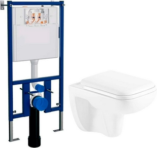 Сет: инсталляция + унитаз подвесной  безободковый + крышка-сиденье с микролифтом, БЕЗ клавиши ZZ Azario Pavia 4501+AZ-2005