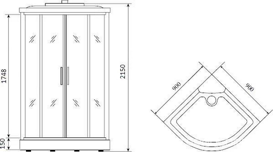 Душевая кабина закрытая, c крышейTimo Eco, 90x90x218 см, профиль белый, полотно матовое, ZZ Timo eco TE-0709
