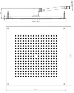 Верхний душ 470х470мм для установки в подвесной потолок, гибкая подводка для подключения в компл., (цв.хром), DREAM CUBE Bossini ZZ Bossini Dream Cube H38459 030