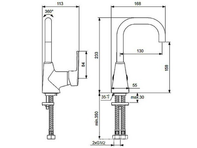 Смеситель для раковины "", с боковой ручкой, без донного клапана, хром Vidima Уно BA235AA