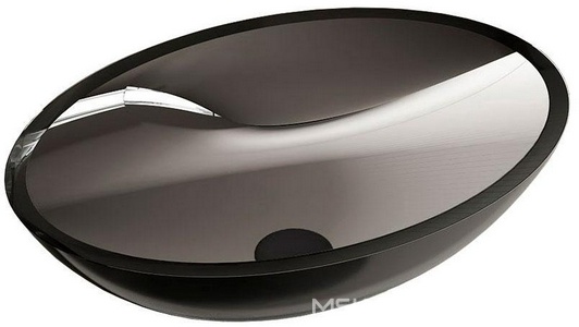 Раковина накладная 500х350х150мм, без отверстия для смесителя, без перелива, (полиэфирная смола цв.черный глянец), Vincea ZZ Vincea Раковины VBS-6T11B