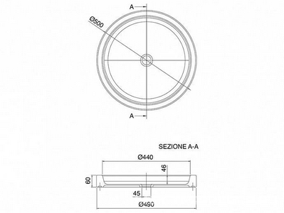 Раковина накладная на столешницу, круглая,50х50хh6см, без отв.д/смесителя,   ZZ Scarabeo Bucket 8809