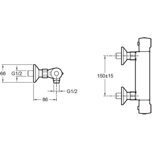 Смеситель JULY термостатический настенный для душа, хром ZZ Jacob Delafon July E8455-CP