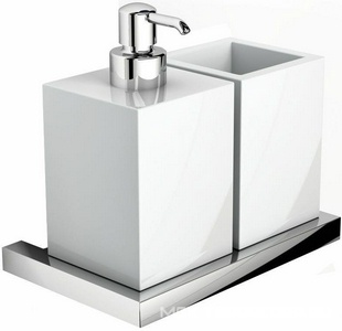 Дозатор и стакан настенный, (цв.хром, керамика),  ZZ IBB Xoni XO 24D CRO