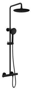 Смеситель-термостат для душа, со стационарным верхн.душем 25см., душевая лейка, шланг в компл., (цв.черный матовый),  ZZ Vincea Desire VSFS-1D0TMB