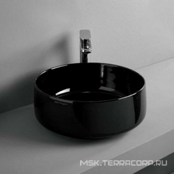Раковина накладная на столешницу, круглая d42хh16см, без отв.д/смесит., без перелива, (цв.glossy black), Cognac ZZ