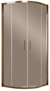 Душевое ограждение 90*90*190 см полукруглое с раздвижн. дверьми, профиль бронза, стекло бронза, БЕЗ поддона ZZ Vegas Glass ZS ZS00900505