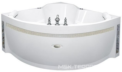 Ванна акриловая "СОРРЕНТО",1480х1480, молдинг хром, каркас и слив-перелив (хром), фронт.панель вставка Swarovski(хром)+Арт-мозайка(хром) ZZ