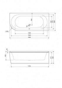 Ванна 180х80хh40(55,5)см, угловая, Правая, БЕЗ панели и мет.каркаса, (акрил),  ZZ Cezares Metauro METAURO CORNER-180-80-40-R-W37