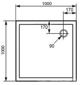 Поддон душевой квадратн. 100х100хh8см, отверст. слива 90мм, с формованн.передн.панелью, без ножек и сифона,  ZZ Huppe Huppe Verano 235032 055