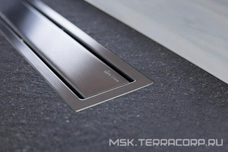 Дренажный канал 550хh71/117мм,готовый компл,сифон d50 выход вбок 48л/мин,ножки, 2х сторон.решётка/полая под плитку (цв.мат.хром), Confluo PL ZZ Pestan Confluo Premium Line 13100003