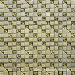 Мозаика Glass & Stone 2028 диагональ мрамор бежевый молочный-золото XX|30х30