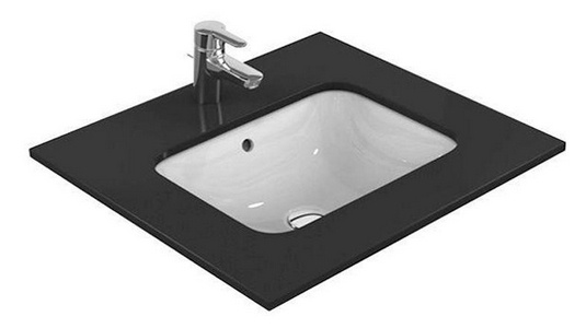 Раковина для установки под столешницу, прямоуг. 500(430)х380(310)хh190мм, без отв. д/смес.,с переливом, шаблон, крепёж в комп.,  ZZ Ideal Standard Connect E505801