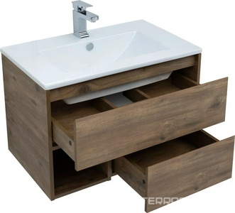 Тумба подвесная "" 75 см, цвет "дуб рустикальный", БЕЗ раковины Sanita luxe Quadro-75 ZZ STWORKI Карлстад 00249979