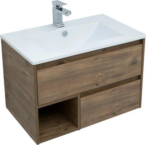 Тумба подвесная "" 75 см, цвет "дуб рустикальный", БЕЗ раковины Sanita luxe Quadro-75 ZZ STWORKI Карлстад 00249979