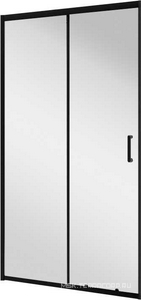 Дверь для душа, в нишу 110хh195см, раздвижная, 1 дверь, 1 неподв.секция, правая/левая, (стекло прозрачн.5мм, фурн.цв.черный мат.), Uno ZZ BelBagno Uno-195 UNO-195-BF-1-110-C-NERO