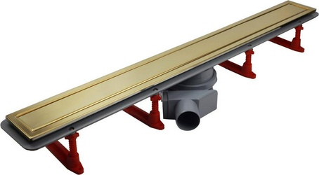 Дренажный канал 950хh71/117мм,готов компл,сифон d50 выход вбок 48л/мин,ножки, 2х сторон.решётка/полая под плитку(цв.золото 24К глянец)Prem Gold LineXX