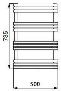 П-сушитель h735*500мм,(подкл.442мм) на открытые сист.отопл., до 16bar,W408,G 1/2,(крепл,клап Маевск.в компл),БЕЗ кр/перек.,(полир.н/сталь),  ZZ Cordivari Sandy 3551440130254 / 3551440130154