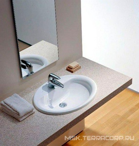 Раковина встраиваемая в столешницу сверху, овальная 56х44см, с 1 отв.д/смес, с переливом,  ZZ Laufen Pro 8.1395.1.000.104.1