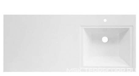 Раковина 1203x480xh156мм, Правая, с 1 отв.д/смесит, без перелива, БЕЗ сифона, 1 кронштейн д/устан.в компл., (литьевой мрамор цв.белый), Lavanderia ZZ