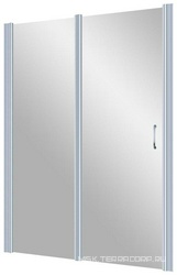 Дверь в нишу EP-F-1, 100x190 см, левая, распашная с неподвижным элементом, профиль матовый хром, стекло прозрачное с покрытием QuickNano ZZ