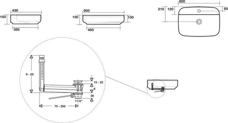 Раковина встраиваемая/накладная, 60х43см,с 1 отв. под смеситель, (цв. белый),  ZZ Kerasan Tribeca 514201