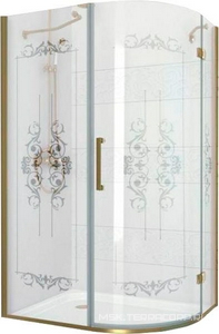 Душ.угол.1200х900хh1950мм,R550,ассиметрич, "Левая" (петли справа),вход 730мм,(стек.8мм, матов.с прозр.рис,фурн.цв.бронза),Magic-RP ZZ Cezares Magic-Royal Palce MAGIC-RH-1-120/90-ROYAL PALACE-PP-Br-L