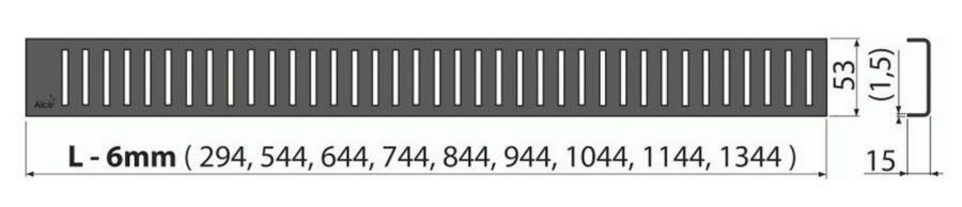 Решетка для водоотводящего желоба PURE-300BLACK, 300мм (для желоба APZ1BLACK, APZ101BLACK), цв. черный матовый, ZZ AlcaPlast Pure PURE-300 BLACK