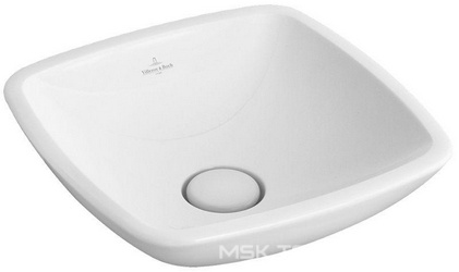 Раковина 430х430мм,для устан.на столешницу,с переливом,керам.пробка,металл.стержень д/пробки,креп,шаблон в комп,(цв.R2 Stwhite cer+)Loop & FriendsZZ