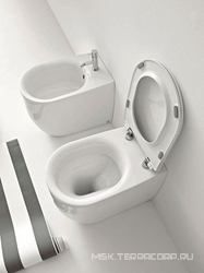 Унитаз напольный 35х55хh43см, безободковый, пристенный для монтажа со скрытым в стене бачком, крепл к полу в комп, без сиденья, (цв.белый),  ZZ Kerasan Nolita 531801