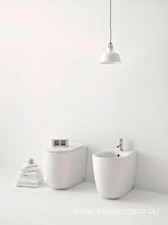 Унитаз напольный 35х55хh43см, безободковый, пристенный для монтажа со скрытым в стене бачком, крепл к полу в комп, без сиденья, (цв.белый),  ZZ Kerasan Nolita 531801