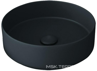 Раковина накладная на стол, круглая 40х40хh12,5мм, без отв.д/смес, без перелива и пробки слива, (цв.Basalto),  ZZ Ceramica Cielo Shui Comfort SHCOLAT40 (BA) Le Terre di Cielo