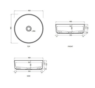 Раковина накладная на стол, круглая 40х40хh12,5мм, без отв.д/смес, без перелива и пробки слива, (цв.Basalto),  ZZ Ceramica Cielo Shui Comfort SHCOLAT40 (BA) Le Terre di Cielo