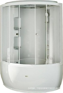 Душевой бокс "ЛАУРА", слив-перелив,фрон панель, боковые стенки, крыша, стекл шторки (прозрачные), вертикальный душ "Тропический дождь", смеситель-изли Radomir Лаура 1-04-1-0-0-0820