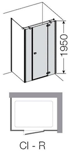 Дверь в нишу, распаш. с 2-мя неподв.сегм,дверь 655мм,петли справ,(НЕСТАНД. РАЗМЕР 1500хh1950мм,ст.6мм прозр,фурн 05 полир.ал,ручка от S-LITE) СOMBI ZZ Provex Combi 0011 CI - R 05 GL* + 0494 SA 05 F