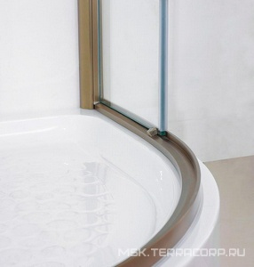 Душ. уголок 900х900хh1950мм, 1/4 круга, R550мм, 2 расп.двери, вход 730мм, с 2-мя неподв.сегм., (стекло прозрачн, 8мм, фурн/золото), Magiс ZZ Cezares Magic MAGIC-R-2-90-C-G