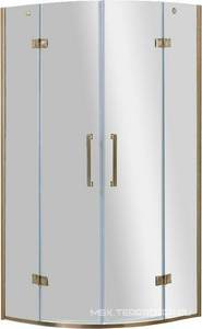 Душ. уголок 900х900хh1950мм, 1/4 круга, R550мм, 2 расп.двери, вход 730мм, с 2-мя неподв.сегм., (стекло прозрачн, 8мм, фурн/золото), Magiс ZZ Cezares Magic MAGIC-R-2-90-C-G