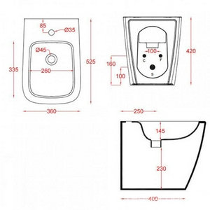 Биде напольное 36х52см, крепёж в компл., (цв. белый),  ZZ ArtСeram A16 ASB002 01; 00