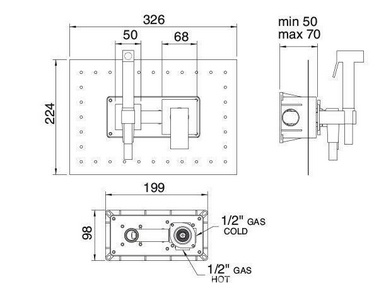 Комплект гигиенический, встраиваемый смеситель квадратный, гигиен.лейка, шланг, кронштейн, (цв. хром), 3M ZZ 3M Q 5677 CС