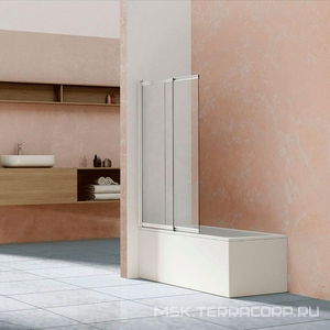 Душевая шторка на ванну, раздвижная 1000(607-990)хh1400мм, (профиль цв.хром, стекло прозрачное 5мм), Vincea ZZ Vincea Универсал VSB-1E100CL