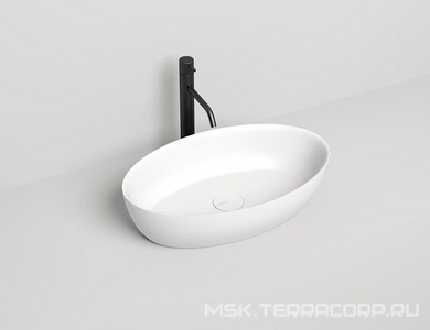 Раковина накладная овальная 580х350х150мм, без отв.д/смесит.,перелива, без донного клапана, литой камень S-Stone матовый цв.RAL7032 полностью,  ZZ Salini Alda 110621MRF / RAL7032 Pebble grey (Галечный серый мат)