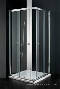 Душевой уголок 900х900хh2000мм, квадрат, 2 сдвиж.дверцы с 2 неподв. сегм., вход 575мм, (стекло текстурное Punto 6мм, фурн.цв.хром),  ZZ Cezares Anima ANIMA-A-2-90-P-Cr