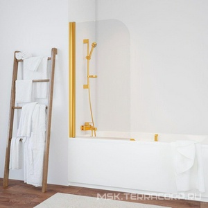 Шторка на ванну 76x140 см, левая, профиль золото, стекло прозрачное ZZ Vegas Glass EV EV 76 09 01 / левая