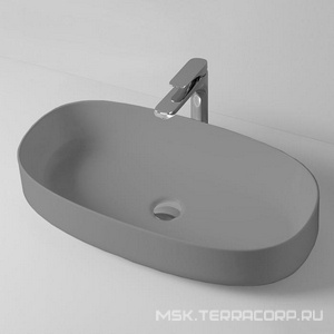 Раковина накладная на столешницу, овальная 680х350хh150мм, без отв.д/смесит., без перелива, (цв. grey olive),  ZZ ArtСeram Cognac COL005 15; 00