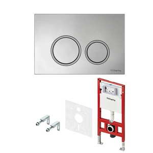 К-т д/установки подвесн.унитаза,(застен.модуль, крепёж, прокладка звукоиз, панель 2-го смыва пластик цв.ХРОМ глян.,контур клавиш хром),  R Tece TECEspring S401101 / старый арт.K955101