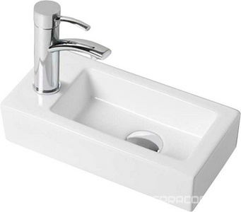 Раковина подвесная 370х180хh90мм, правая, с 1 отв.д/смесителя, без перелива, (керамика цв.белый глянец), Vincea ZZ Vincea Раковины VBS-133R